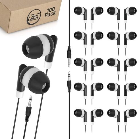 DOT Color Mix Bulk Wired Earbuds 100 Pack – Bulk Earbuds for Classroom, School & Testing – Economy Wired Headphones with 3.5 mm Jack, No Mic, Comfortable Silicone Tips, Mixed Colors for Laptop & PC in Kuwait