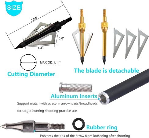 AMEYXGS 6/12pcs Archery Crossbow Bolts 16/17/20/22 Inch Hunting Carbon Arrows with 6/12 pcs Broadheads 3 Fixed Blade Arrowhead for Archery Practise Hunting Crossbow Arrows in Kuwait