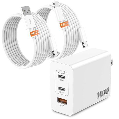 شاحن فائق السرعة من النوع C بقوة 100 وات USB C مع كابلات C-C وA-C in Kuwait