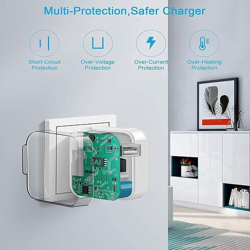 [MFi Certified] iPad iPhone Charger Fast Charging Block with 2-Pack 6.6FT USB to Lightning Cable iPad Charging Cord 12W Foldable Portable Wall Plug Charger for i Pad 9th, 8th,i Pad Pro/Air/Mini,iPhone in Kuwait