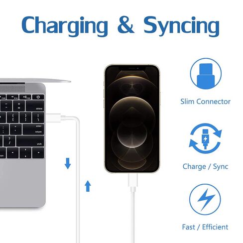 [MFi Certified] iPad iPhone Charger Fast Charging Block with 2-Pack 6.6FT USB to Lightning Cable iPad Charging Cord 12W Foldable Portable Wall Plug Charger for i Pad 9th, 8th,i Pad Pro/Air/Mini,iPhone in Kuwait