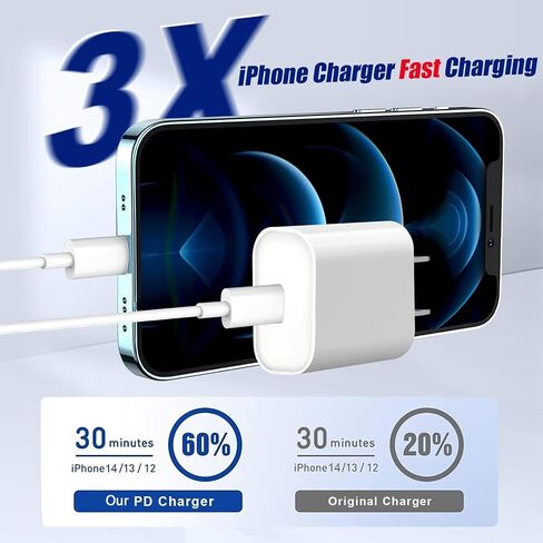 Fast iPhone Charger, [Apple MFi Certified] 2Pack 10FT Extra Long Quick USB C to Lightning Cable Cords + USB C Charger Block Fast iPhone Charging Adapter for iPhone 14 Pro Max/Plus/13/12/11/XS/XR/X/SE in Kuwait