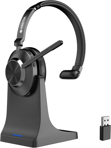 Wireless Headset with Mic for Work,Wireless Computer Headset(Bluetooth V5.3 + USB Dongle)w/Noise Cancelling Mic & Mute Button,Long Battery Life for Work,Zoom,Teams,Online Meetings,Home Office in Kuwait
