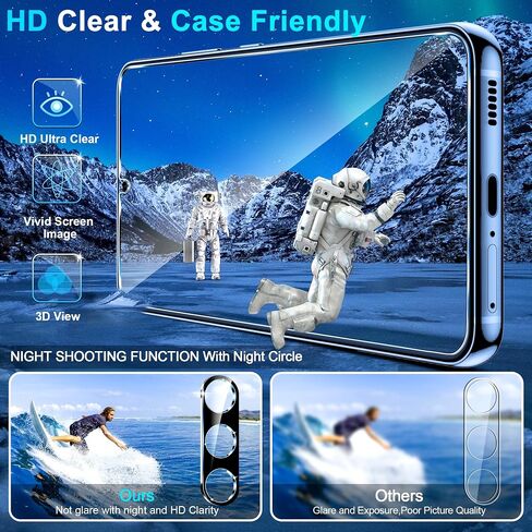 [3+3 Pack] Pack Galaxy S25 FE Screen Protector, HD Clear Tempered Glass, Fingerprint Unlock, 3D Curved, Scratch Resistant, No Bubble for Samsung Galaxy S25 FE 5G Glass Screen Protector in Kuwait