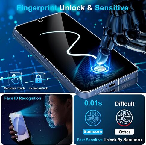 [3+3 Pack] Pack Galaxy S25 FE Screen Protector, HD Clear Tempered Glass, Fingerprint Unlock, 3D Curved, Scratch Resistant, No Bubble for Samsung Galaxy S25 FE 5G Glass Screen Protector in Kuwait