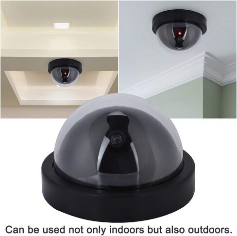 Fake Security Camera Outdoor, Dummy Dome Surveillance Camera with Flashing LED Light, Simulated Decoy for Home Office Shop Protection with Screw Kit in Saudi Arabia