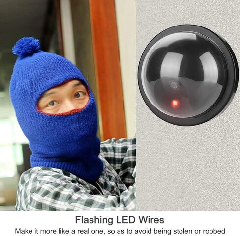 Fake Security Camera Outdoor, Dummy Dome Surveillance Camera with Flashing LED Light, Simulated Decoy for Home Office Shop Protection with Screw Kit in Saudi Arabia