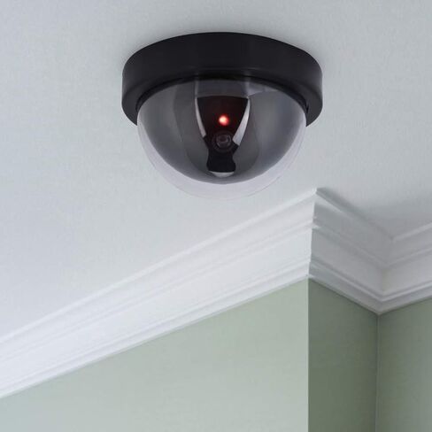 Fake Security Camera Outdoor, Dummy Dome Surveillance Camera with Flashing LED Light, Simulated Decoy for Home Office Shop Protection with Screw Kit in Saudi Arabia
