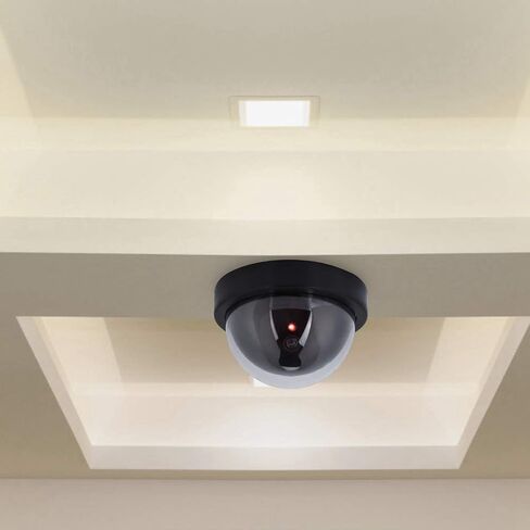 Fake Security Camera Outdoor, Dummy Dome Surveillance Camera with Flashing LED Light, Simulated Decoy for Home Office Shop Protection with Screw Kit in Saudi Arabia