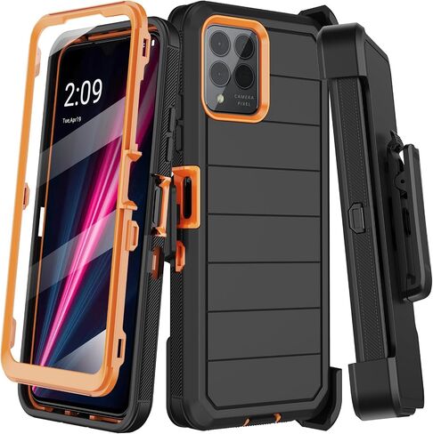 KECAI for T-Mobile REVVL 6 Pro 5G/REVVL 6X Pro Case with Belt Clip Holster,Built-in Screen Protector,Heavy Duty Shockproof Drop Proof Rugged Phone Cover with Kickstand (Black) in Saudi Arabia