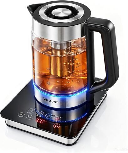 Electric Kettle 1.8L Glass Kettle With Infuse and Base Food-grade material | Temperature Maintenance and Time Settings, Borosilicate glass & 304 stainless steel, Power Outage Protection in Saudi Arabia