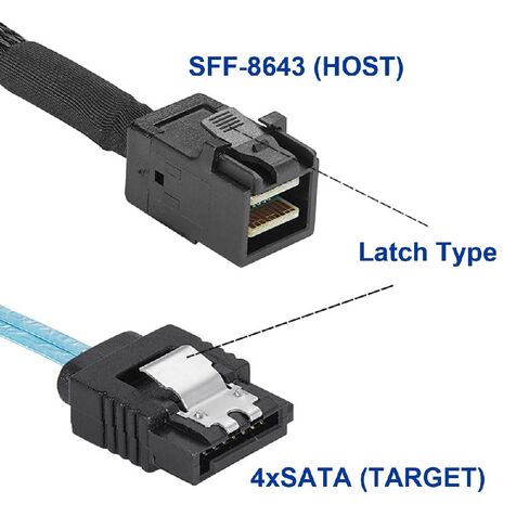cablecc Internal Mini SAS HD SFF-8643 Host to 4 SATA 7pin Target Hard Disk 6Gbps Data Server Raid Cable 50CM in Saudi Arabia
