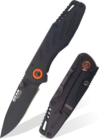 Bear & Son Bear Edge 3-3/8" Frame Lock Folding Pocket EDC Knife – 440 Stainless Steel Drop Point Blade – Compact Lightweight Manual Folder with Black Steel Handles & Pocket/Boot Clip (61104) in Kuwait