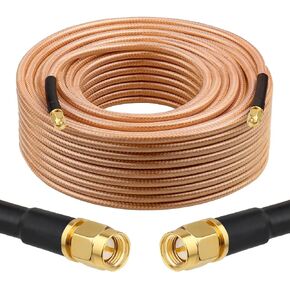 XRDS -RF RG8X SMA Extension Cable, Low Loss SMA Male to SMA Male Coaxial Cable, High-Density Braided Copper 50 Ohm Coax for WiFi Antenna, 4G 5G LTE Gateway, Router, Ham Radio 20FT in Kuwait
