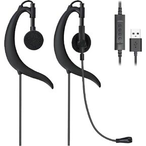USB Earbuds with Microphone & Adjustable Ear Hooks for PC Laptop in Kuwait