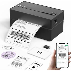 KNAON Bluetooth Thermal Shipping Label Printer, 4x6 Portable Thermal Address Label Printer for Small Business, Compatible with iPhone,Android,Windows,Mac–Works with Etsy Shopify USPS&More, White in Kuwait