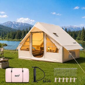 Inflatable Tent for Camping 4-6 Person-Blow Up Tent with Hand Pump-Air Tent with Stove Jack – Portable Hot Tent for Family Glamping, Outdoor Festival（Quick Setup-5 Min for 4 Season） in Kuwait