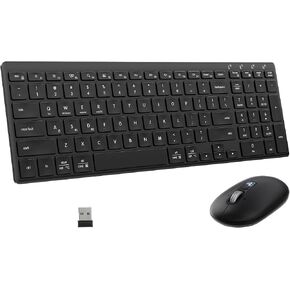 Wireless Keyboard and Mouse Combo, 2 in 1 USB Receiver and 2 bluetooth for 3 Device, Ultra-Slim Keyboard with Adjustable Stand and 4-way Scroll Mouse Combo for Computer, Laptop, Tablet, MacBook, iPad. in Kuwait