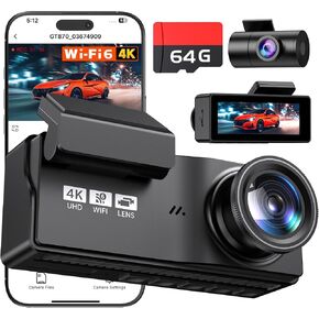 Dash Cam Front and Rear for Cars, 4K+4K Dual Camera with 64GB Card in Kuwait