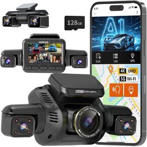 HUPEJOS 360° View 5 Channel Dash Cam Front and Rear, 4K Dash Camera for Car in Kuwait