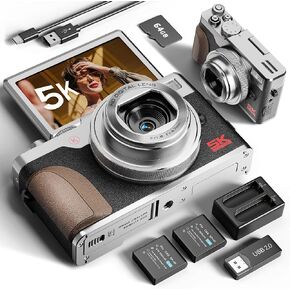 True 5K 64MP Digital Camera for Photography, 18X Zoom(Silver) in Saudi Arabia