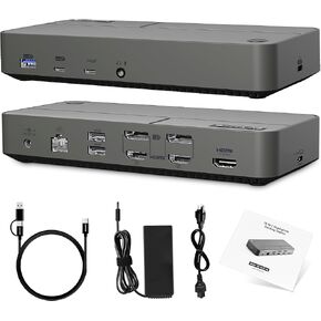 MacBook Docking Station 3 Monitors, Displaylink Laptop Docking Stations with 130W Power Supply,15 in 1 USB C Triple 4K Display Dock for MacBook Pro/Air and USB-C/A Port Computer (3 HDMI, 2 DP) in Kuwait