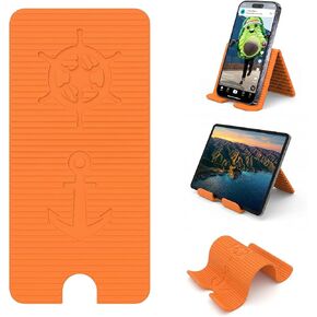 Adjustable Foldable Silicone Phone Stand, Cyan Blue, with Charging Port, Non-Slip Desk Holder for iPhone, Samsung, Tablets in Saudi Arabia