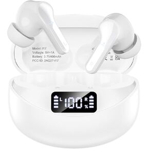 Wireless Earbuds, Bluetooth 5.4 Headphones HIFI Stereo/Crystal clear, White in Kuwait