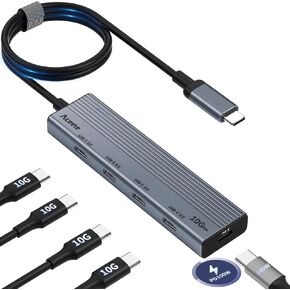 Aceele USB C Hub 10Gbps, 4 Port USB 3.2 Gen 2 Hub, USBC to USB-C Hub with 60cm/2ft Long Extension Cable, USBC Adapter Data Hub for MacBook Pro, MacBook, Samsung Chromebook and More in Kuwait