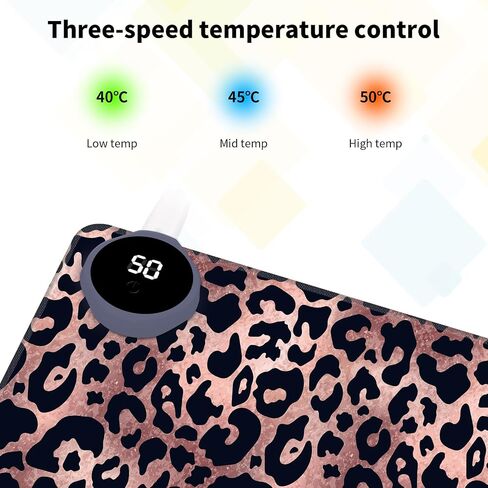 Warm Desk Pad, Warm Mouse Pad Gaming, Office Desk Mat,with 3 Levels Heated & 3 Hours Auto Shut - 31.5 x 13 inch PU Leather Laptop Keyboard Mat for Home Office Hand Warmer,Leopard Rose Black in Kuwait