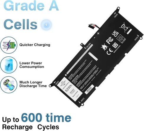 DXGH8 7.6V 52Wh Laptop Battery: Replacement for Dell XPS 13 9370 9380 7390 Inspiron 13 7000 7391 2-in-1 5390 5391 XPS13 9305 XPS13-9370 Notebook Li-ion Battery G8VCF in Kuwait