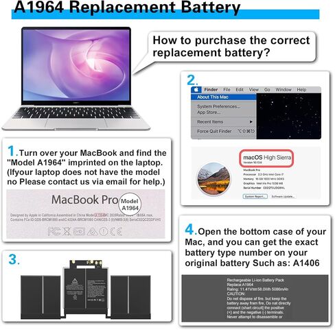 A1989 A2251 A1964 بطارية كمبيوتر محمول بديلة لجهاز MacBook Pro 13 بوصة A1989 (منتصف 2018، 2019) وA2251 (2020)، EMC 3214 3358 3348 in Kuwait
