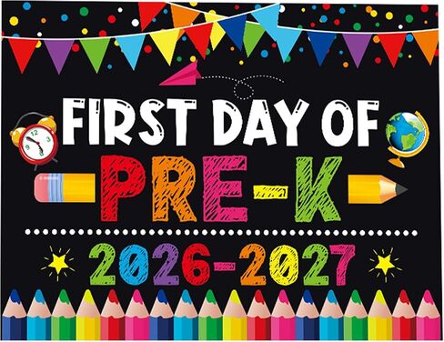 PRE K Preschool Back to School Decorations Supplies, Paper Cardstock First Day of PRE-K Chalkboard Sign Photo Prop,Back to School Supplies for Preschool PRE K in Kuwait
