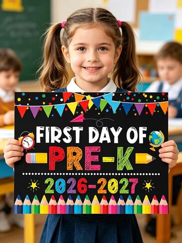 PRE K Preschool Back to School Decorations Supplies, Paper Cardstock First Day of PRE-K Chalkboard Sign Photo Prop,Back to School Supplies for Preschool PRE K in Kuwait