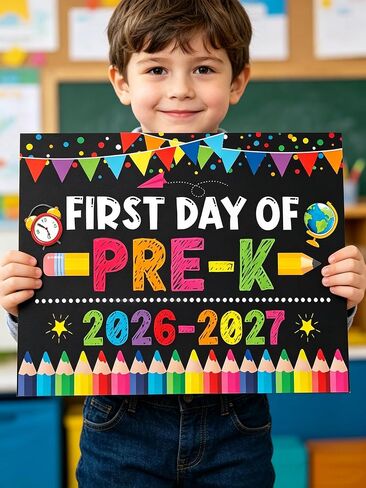 PRE K Preschool Back to School Decorations Supplies, Paper Cardstock First Day of PRE-K Chalkboard Sign Photo Prop,Back to School Supplies for Preschool PRE K in Kuwait
