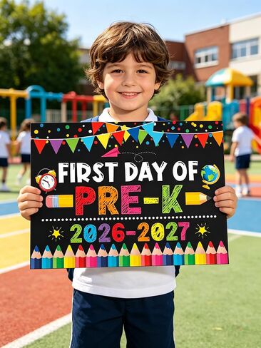 PRE K Preschool Back to School Decorations Supplies, Paper Cardstock First Day of PRE-K Chalkboard Sign Photo Prop,Back to School Supplies for Preschool PRE K in Kuwait