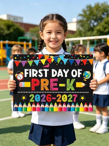 PRE K Preschool Back to School Decorations Supplies, Paper Cardstock First Day of PRE-K Chalkboard Sign Photo Prop,Back to School Supplies for Preschool PRE K in Kuwait