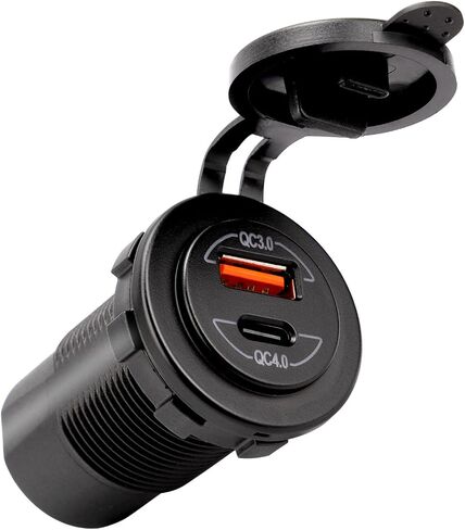 يونغ مارين شحن سريع من النوع C 4.0 منفذ + منفذ USB 3.0 DC12-24V مخرج مقاوم للماء للبحرية والقارب والسيارة وعربة الجولف وRV وUTV وATV in Kuwait