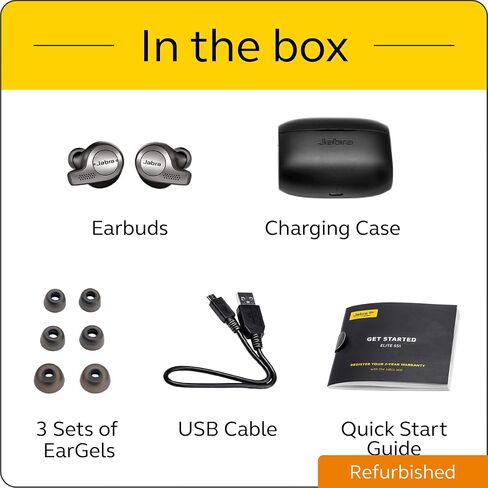 Jabra Elite 65t Alexa Enabled True Wireless Earbuds with Charging Case IP55 rated - Titanium Black (Renewed) in Saudi Arabia