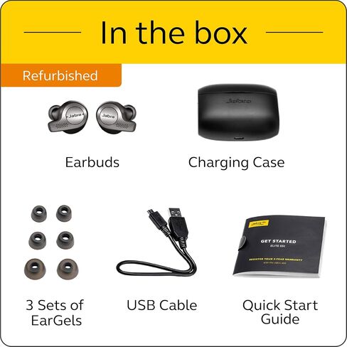 Jabra Elite 65t Alexa Enabled True Wireless Earbuds with Charging Case IP55 rated - Titanium Black (Renewed) in Saudi Arabia