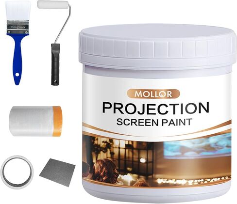 Projector Screen Paint | Single-Coat Short Throw Projector Screen Paint For Picture Perfect 1080 HD and 4K UHD Clarity | Ideal For At-Home Indoor Use | Digital Theater White - 32 Fl Oz in Kuwait
