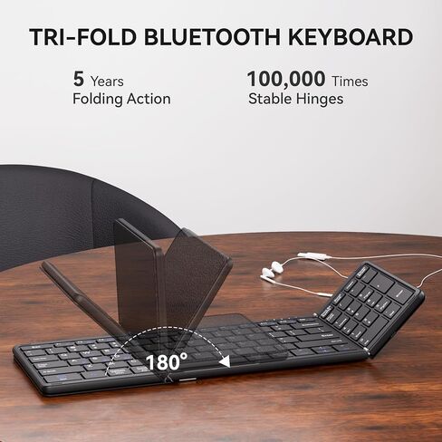 USB-C Rechargeable Folding Wireless Bluetooth Keyboard Combo in Kuwait