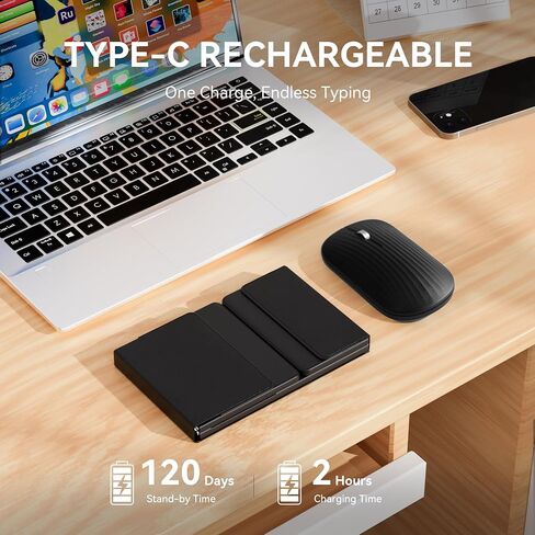 USB-C Rechargeable Folding Wireless Bluetooth Keyboard Combo in Kuwait