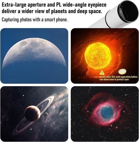 Telescope,Galaeyes 90mm Aperture 600mm FL, Telescope for Adults High Powered,Metal AZ & Stainless Steel Tripod, Stargazing APP & Phone Adapter,Aperture 90mm in Kuwait