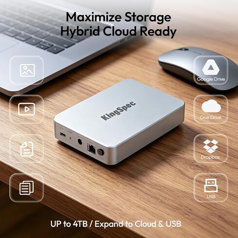 KingSpec N100 2TB Personal Cloud NAS – Pre-Installed SSD, Silent Fanless, Plug & Play Private Cloud Storage for Home & Office, Remote Access & Google Drive Backup, Ultra-Compact All-Aluminum in Saudi Arabia
