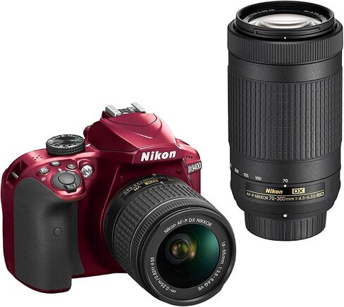 Nikon D3400 w/AF-P DX NIKKOR 18-55mm f/3.5-5.6G VR & AF-P DX NIKKOR 70-300mm f/4.5-6.3G ED (Red) in Saudi Arabia