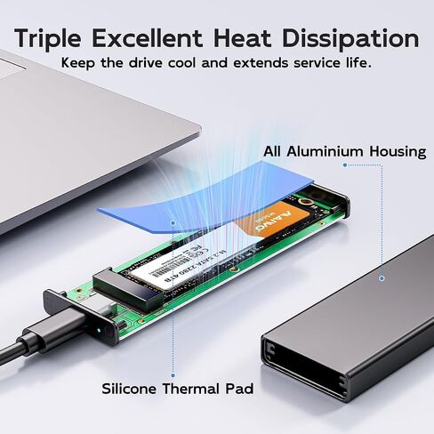MAIWO M.2 SATA SSD Enclosure, USB3.2 Gen1 Type-C to SATA NGFF Based M.2 Solid State Drive Adapter Reader, Support B+M Key, Aluminum (K1688S) in Saudi Arabia
