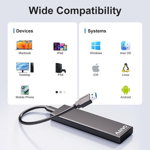 MAIWO M.2 SATA SSD Enclosure, USB3.2 Gen1 Type-C to SATA NGFF Based M.2 Solid State Drive Adapter Reader, Support B+M Key, Aluminum (K1688S) in Saudi Arabia