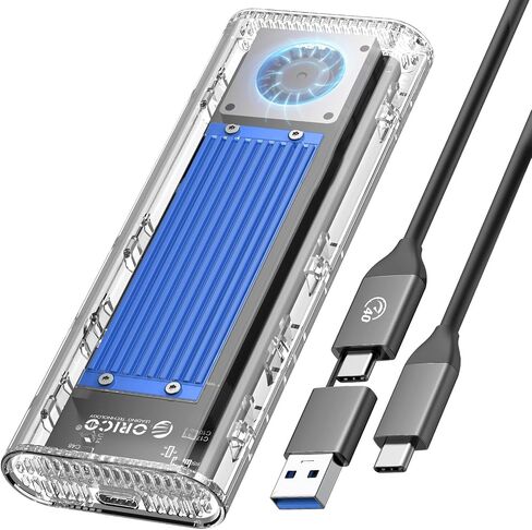 ORICO 40Gbps M.2 NVMe SSD Enclosure with Built-in Cooling Fan, Tool-Free, Support 2230 2242 2260 2280(M Key), Compatible with Thunderbolt 4/3 USB4/3.2-TCM2U4-BLACK in Saudi Arabia