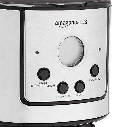 Amazon Basics Programmable Coffeemaker with Carafe and Reusable Filter, Stainless Steel, 12 Cups, Black in Saudi Arabia